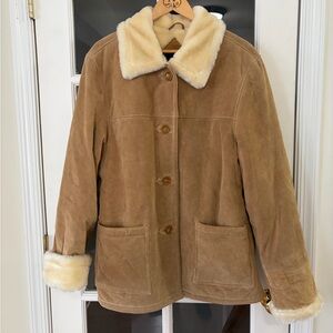 Dennis Basso WOMENS Shearling Genuine Leather Coat - Size L